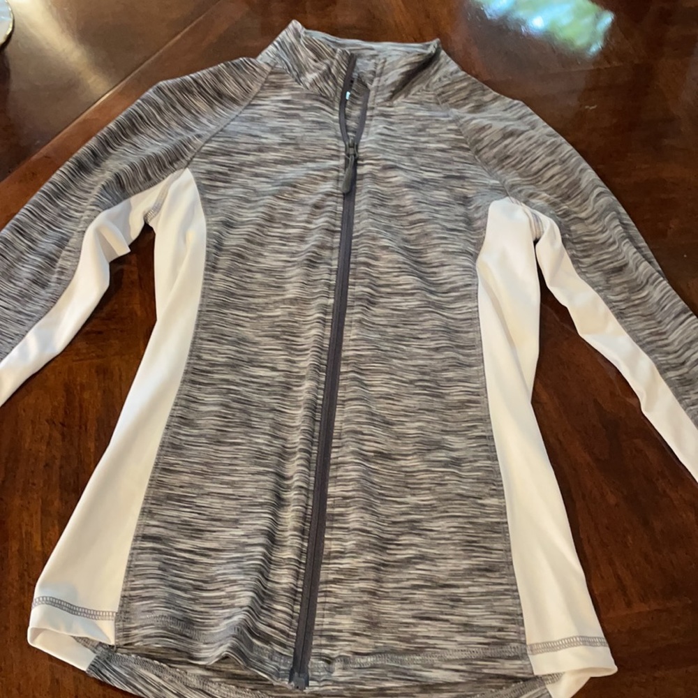 Forever 21 gray & white zip up sports jacket